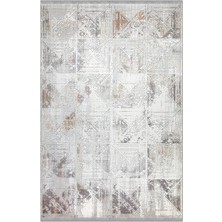 Rugzella Krem Gri Taupe Kiremit Eskitme Soyut Desenli Modern Halı