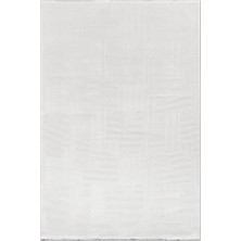 Rugzella Juniper Kırık Beyaz Modern Geometrik Desenli Kabartma Görünümlü Halı