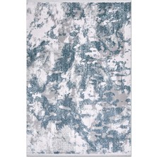 Rugzella Mavi Gri Eskitme Görünümlü Modern Soyut Desenli Halı