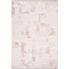 Rugzella Krem Pudra Pembe Soyut Desenli Modern Eskitme Görünümlü Halı