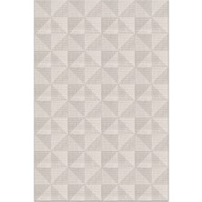 Rugzella Krem Bej Geometrik Desenli Modern Dokuma Halı