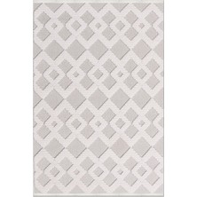 Rugzella Vale Kırık Beyaz Geometrik Desenli Krem Gri Modern Halı
