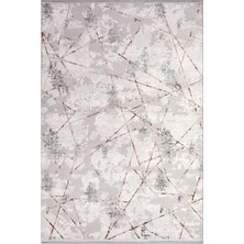Rugzella Lavender Krem Gri Soyut Geometrik Modern Pudra Kiremit Detaylı Halı