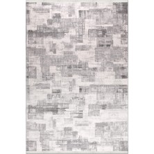 Rugzella Gri Antrasit Ekru Modern Soyut Patchwork Blok Desenli Halı