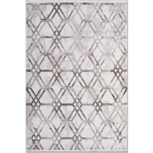 Rugzella Rowan Açık Gri Krem Geometrik Modern Elmas Petek Desenli Halı