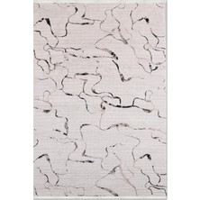 Rugzella Krem Antrasit Soyut Fırça Desenli Modern Halı