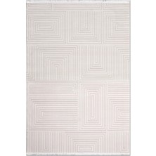 Rugzella Fennel Krem Modern Geometrik Kabartma Desenli Ton Sür Ton Halı