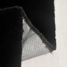 Rugzella Siyah Düz Renk Modern Uzun Tüylü Peluş Post Görünümlü Halı