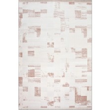 Rugzella Krem Pudra Pembe Soyut Desenli Modern Eskitme Görünümlü Halı