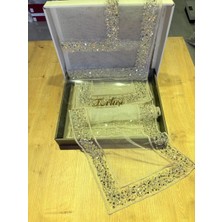 Ceki Home Salon Takımı Çeyizlik Hayal Tül Runner Set 5 Parça Hayal Tül Ranır Masa Sehpa Konsol Örtüsü Emona