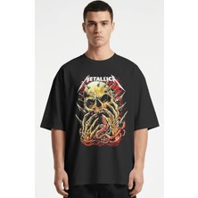 Sevbano Metallica Rock Metal Müzik Grubu Baskılı Unisex Oversize Premium Tişört