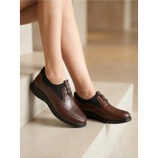 BEREN Hakiki Deri Kadın Ayakkabı Ortopedik Taban Bağcıksız Comfort Casual Günlük Sneaker