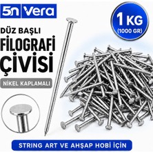 5N Vera Düz Başlı Filografi Çivisi 1 kg (1000 Gr) – Nikel Kaplamalı Gümüş Renk String Art ve Ahşap Hobi Çivisi