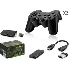 Uslucan Alışveriş Retro Oyun Stick HDMI Çift Gamepad Seti 2.4g Kablosuz - Siyah HD327
