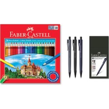 Faber Castell Okul ve Yazım Seti 24'lü Kuru Boya ve 3 Farklı Renk Econ 0.7 Uçlu Kalem