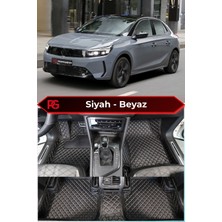 Opel Corsa Elektrik Siyah Üzeri Beyaz Dikiş 8d Diamond Premium Havuzlu Deri Oto Paspas