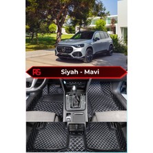 Mercedes-Benz Glb Siyah Üzeri Mavi Dikiş 8d Diamond Premium Havuzlu Deri Oto Paspas