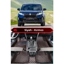 Suzuki Vıtara Hibrit Siyah Üzeri Kırmızı Dikiş 8d Diamond Premium Kaymaz Deri Oto Paspas