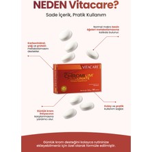 Vitacare Chromium Picolinate 200 Mcg 90 Tablet, Krom Takviyesi, Metabolizma & Şeker Dengesi Desteği