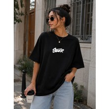 Enb1r Moda Unisex Basic Regular Kalıp Bisiklet Yaka Kısa Kollu Detay Baskılı Günlük Tişört