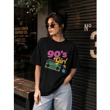 Enb1r Moda Kadın Baskılı Yarım Oversize Baskılı Günlük T-Shirt