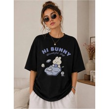 Enb1r Moda Kadın Baskılı Yarım Oversize Baskılı Günlük T-Shirt