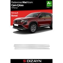 S-Dizayn Renault Boreal Mat Krom Cam Çıtası 4 Prç 2025 Üzeri A+ Kalite