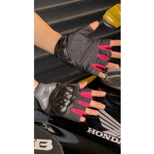 Sulaite Pembe Motosiklet Eldiveni Parmaksız Yarım Sertifikalı Jk-P
