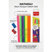 ArtMaster Kurşun Kalem Hb 1 Düzine Kalemtraş Silgi Hediyeli Nataraj Kurşun Kalem Neon Renk 1 Düzine