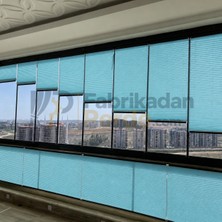 Fabrikadan Perde Esperanza Katlanabilir Plise Perde Cam Balkon ve PVC Pencere Turkuaz 50 x 100 cm'ye Kadar Özel Ölçü