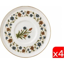 Tabak Evi Porselen Lalezar Altın Yaldızlı Çay Tabağı 12CM Taban Çapı 5cm 4 Lü