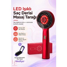 Hot Power LED Işıklı Saç Derisi Masaj Tarağı Serum Yağı Uyumlu Aynalı Mini Tarak Hediyeli
