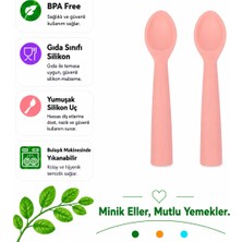 Jojobebek Premium BPA Free Silikon Mama Kaşığı (2 Adet) - Güvenli Bebek Beslenme - Kolay Temizlik - 9+ Ay  / Pembe Renk