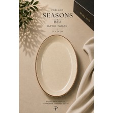 Porland Seasons Kayık Tabak 31X24 cm Porselen Oval Sunum Tabağı Servis Tabağı Yemek Servisi