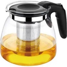 PudraLuna Isıya Dayanıklı Şeffaf Cam Çay Demliği 1100 Ml- Çelik Süzgeçli Şeffaf Demlik