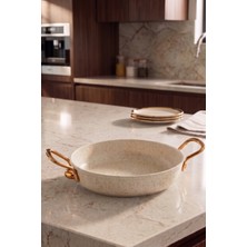 EVREN MUTFAK 18 cm Krem(Cream) Granit Pırlanta Sahan, Non-Stick Yumurta Omlet Tavası 18 cm (Çelik Kulp)