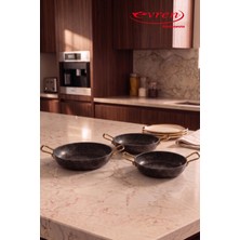 EVREN MUTFAK 3 Parça Gold Stone Granit Pırlanta Sahan Seti, 18-20-22 cm Yumurta Omlet Tavası 3'lü Set