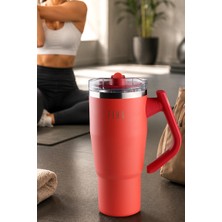 Neoflam Fika Lumi Patentli Döner Kulplu Sızdırmaz Çift Ağızlıklı Çelik Termos 950 ml - Kırmızı