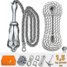 Goldsea Marine Çantalı Tekne ve Şişme Bot İçin Hazır Çapa Seti 1,5 Kg (Eldiven Hediyeli)