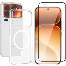 Vendas Xiaomi Mi 17 Pro Max Uyumlu Kamera Korumalı M-Safe Şarj Özellikli Şeffaf Zore London Sert Pc Kapak + Cam Ekran Koruyucu