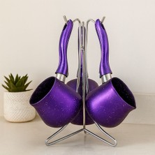 Royaleks Granit Çelik Cezve Seti 4'lü (230/280/380 Ml) Metal Standlı