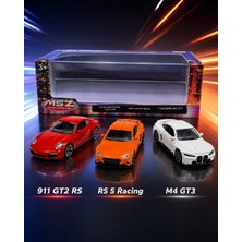 Ponikido Msz 3’lü Metal Oyuncak Araba Seti Die-Cast Porsche 911 Audi Rs 5 Bmw M4 Gt3 Spor Model Araç