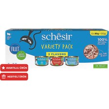 Schesir Variety Pack 6 Al 5 Öde 3 Çeşit Jöleli Yetişkin Kedi Konserve Yaş Mama 6 x 85 gr