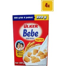 Ülker Bebe Sütlü Bisküvi 800 gr 4'Lü Set Bebekler İçin Vitamin ve Mineral İçeren Lezzetli Atıştırmalık