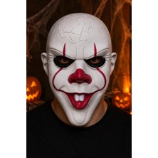 Patladı Gitti Beyaz Korku Palyaço Maskesi – Halloween Cadılar Bayramı Tam Yüz Kostüm Maskesi