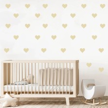 Bugy Bagy 5cm Ebadında Kalp Duvar Sticker Seti - 125 Adet - Bej