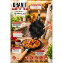 Piev Pratik Ahşap Saplı Çift Taraflı Ocak Üstü Döküm Waffle Tavası
