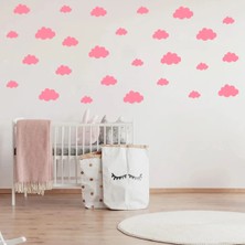 Bugy Bagy Çeşitli Ebatlarda Bulut Şeklinde Duvar Sticker Seti - 100 Adet - Bebe Pembe