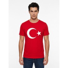 Enb1r Moda Unisex Kırmızı Türk Bayraklı T-Shirt