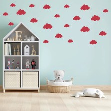 Bugy Bagy Çeşitli Ebatlarda Bulut Şeklinde Duvar Sticker Seti - 100 Adet - Kırmızı